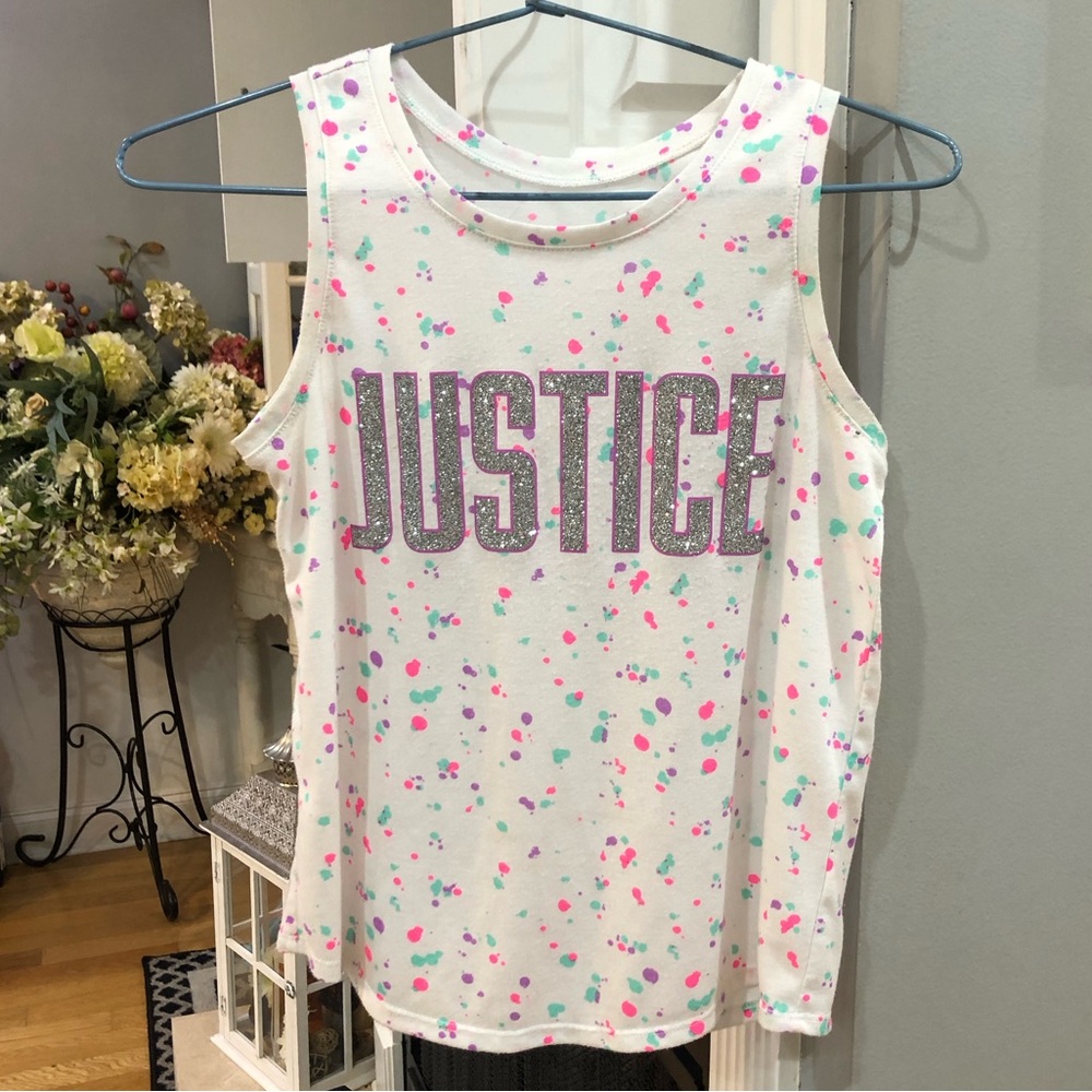 Justice Sleeveless Glitter Paint Splatter Tank Top Shirt
